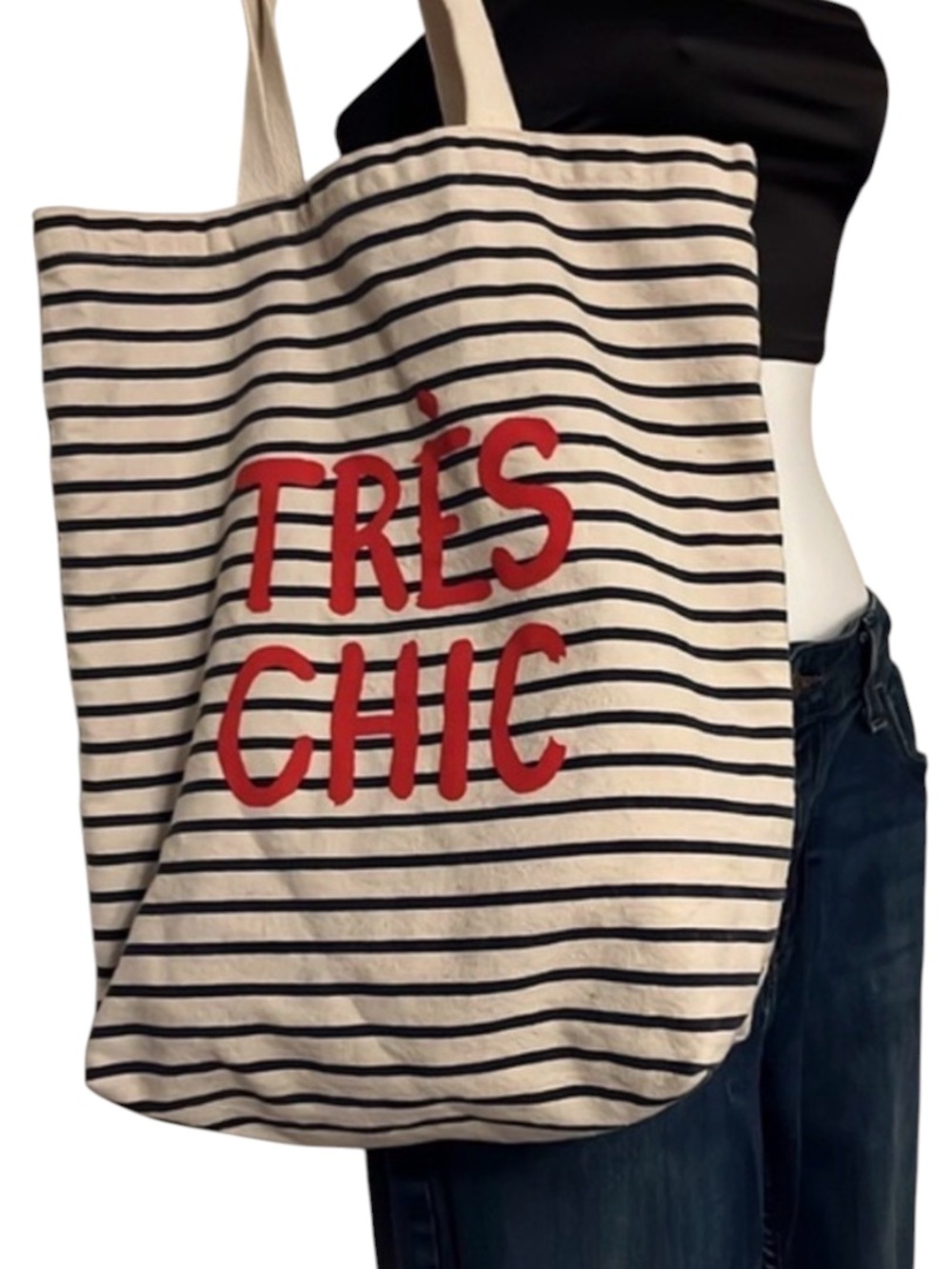 Tres Chic Canvas Two Handle Tote Bag